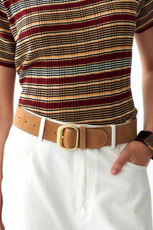 Caen Knit Top - Bordeaux Stripes Sancia