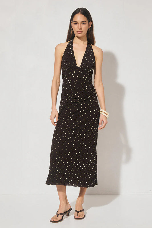 Halston Dress - Chocolate Polka Dot Mon Renn