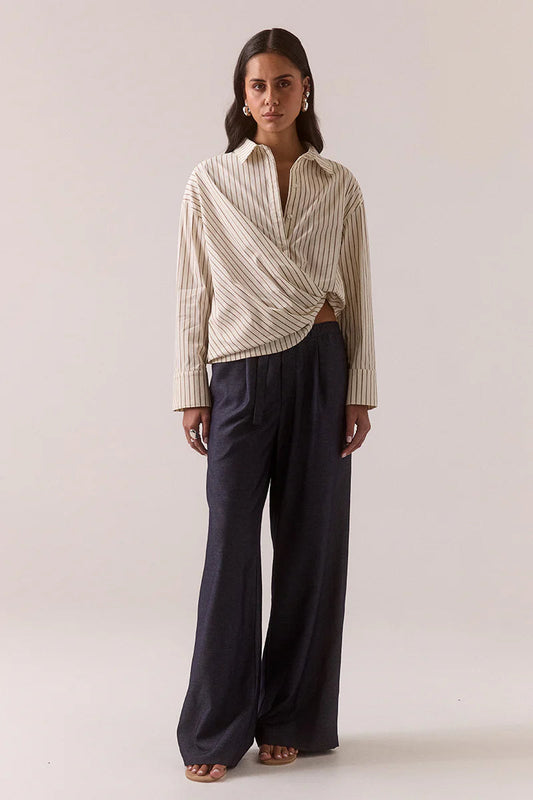 Taven Shirt - Latte Stripe Sovere