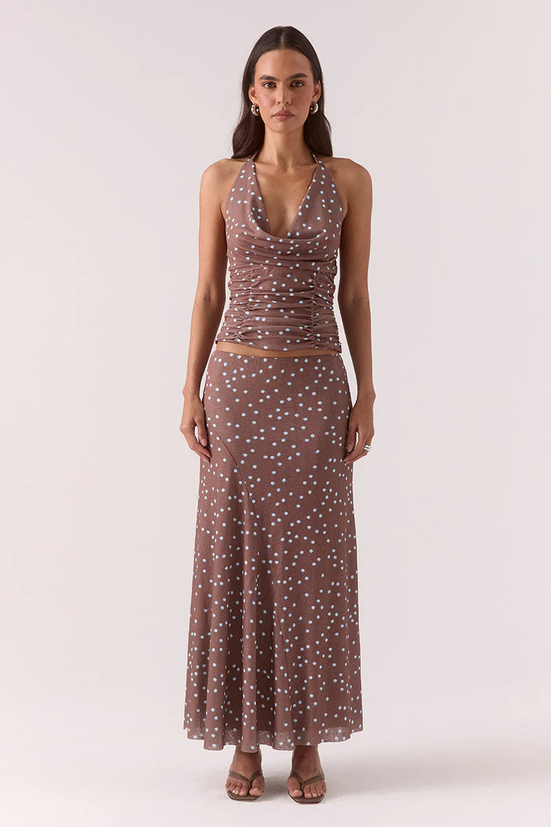 Delilah Top - Mocha Polka Dot Sovere