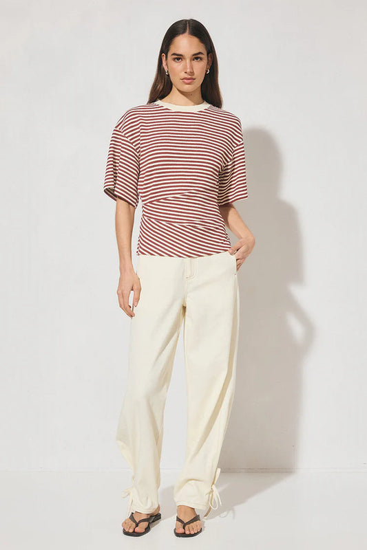 Aura Tee - Burgundy Cream Stripe Mon Renn