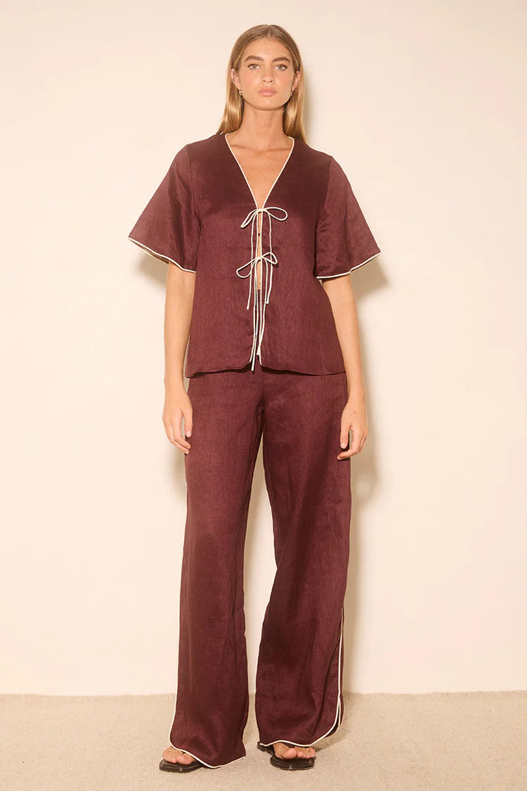 Aleria Top - Plum Contrast Bind Mon Renn