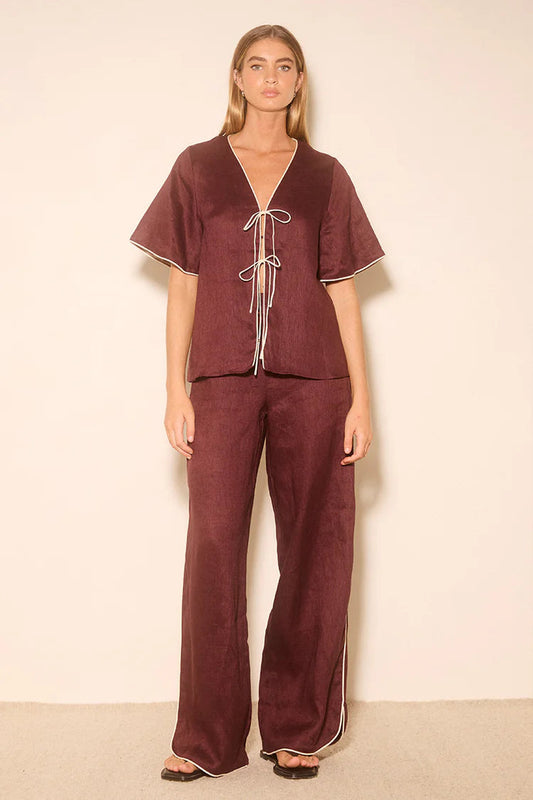 Aleria Top - Plum Contrast Bind Mon Renn