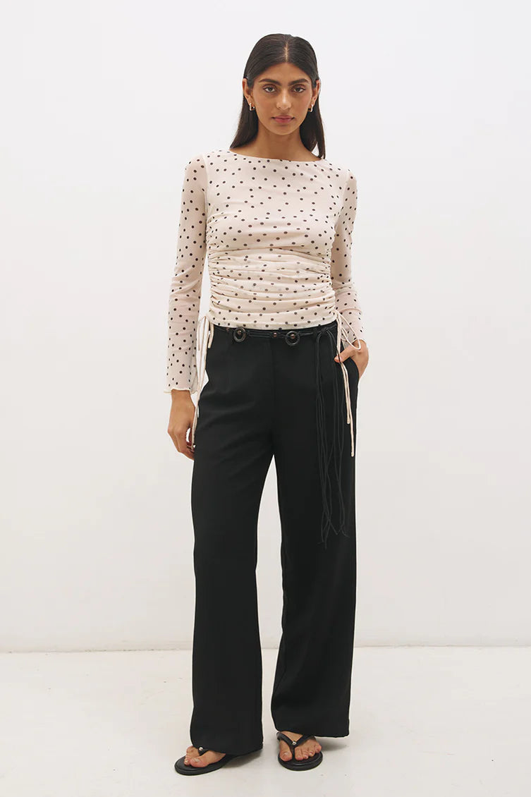 Vesper Spot Long Sleeve Top - Cream Base Polka Dot Mon Renn