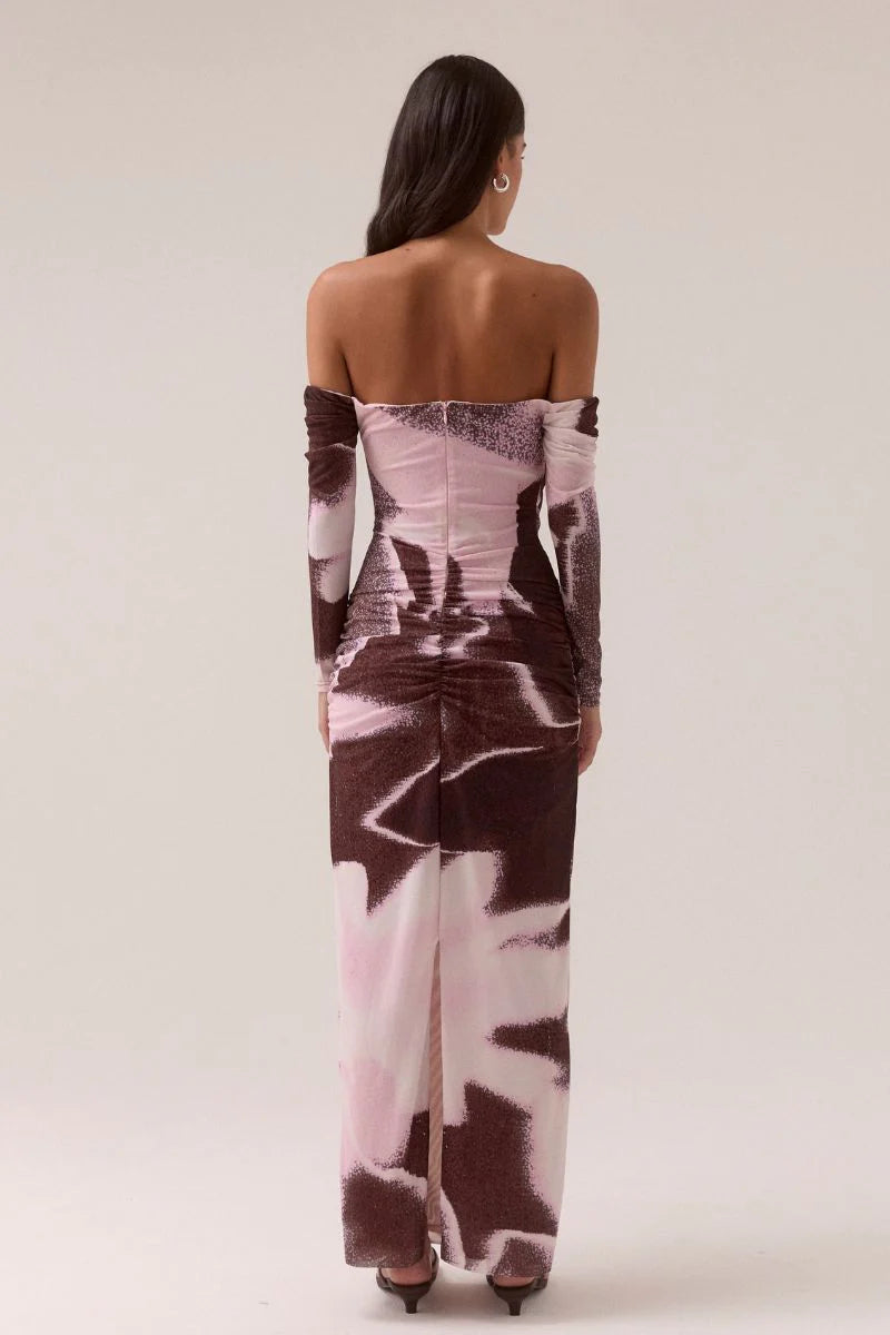 Afterlight Off Shoulder Dress - Raisin Sovere