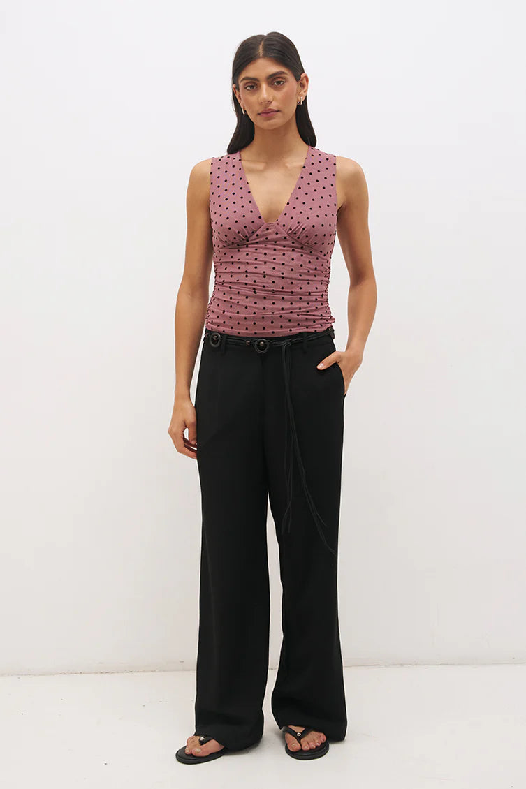 Sonta Spot Top - Rosewood and Black Mon Renn