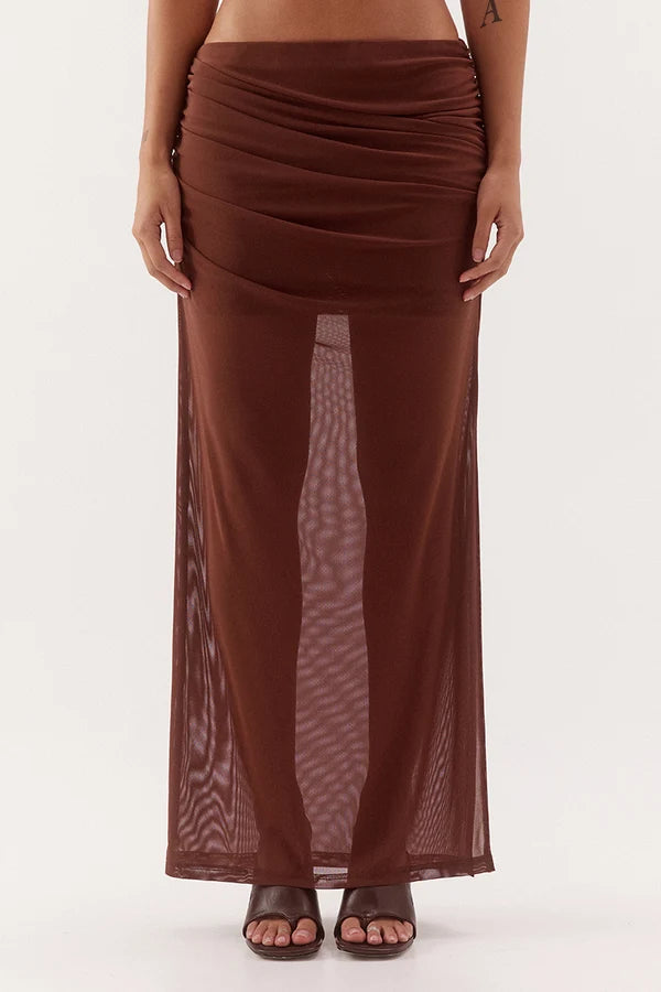 Selen Skirt - Mocha cloth.IN BRICK
