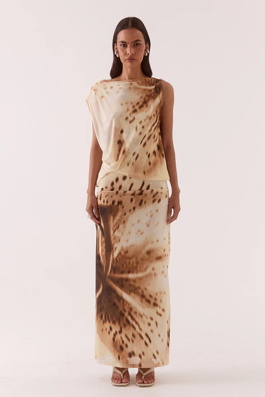 Odette Drape Dress - Lemon Orchid Sovere