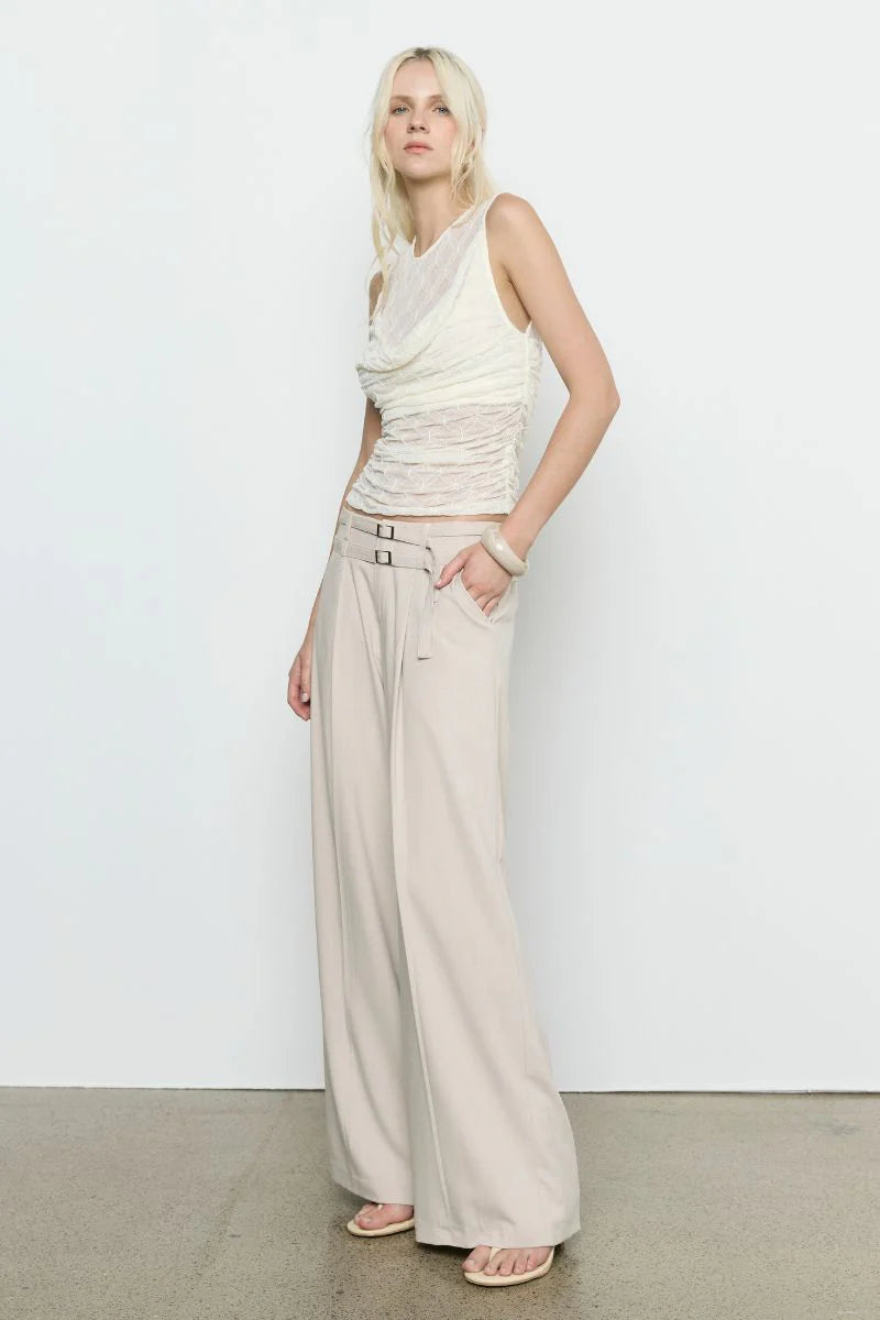 Venus Cowl Mesh Top - Cream Sovere