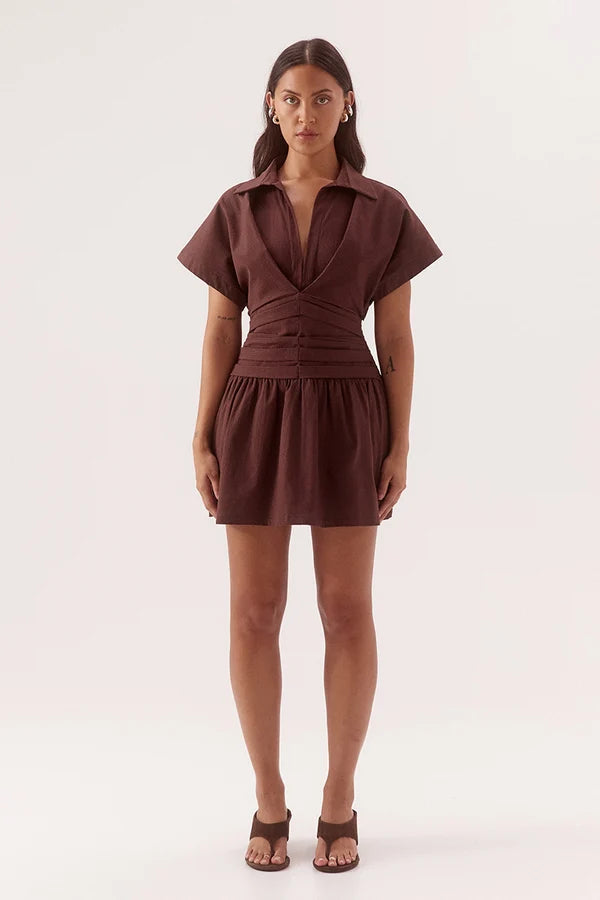 Lyra Mini Dress - Chocolate Sovere