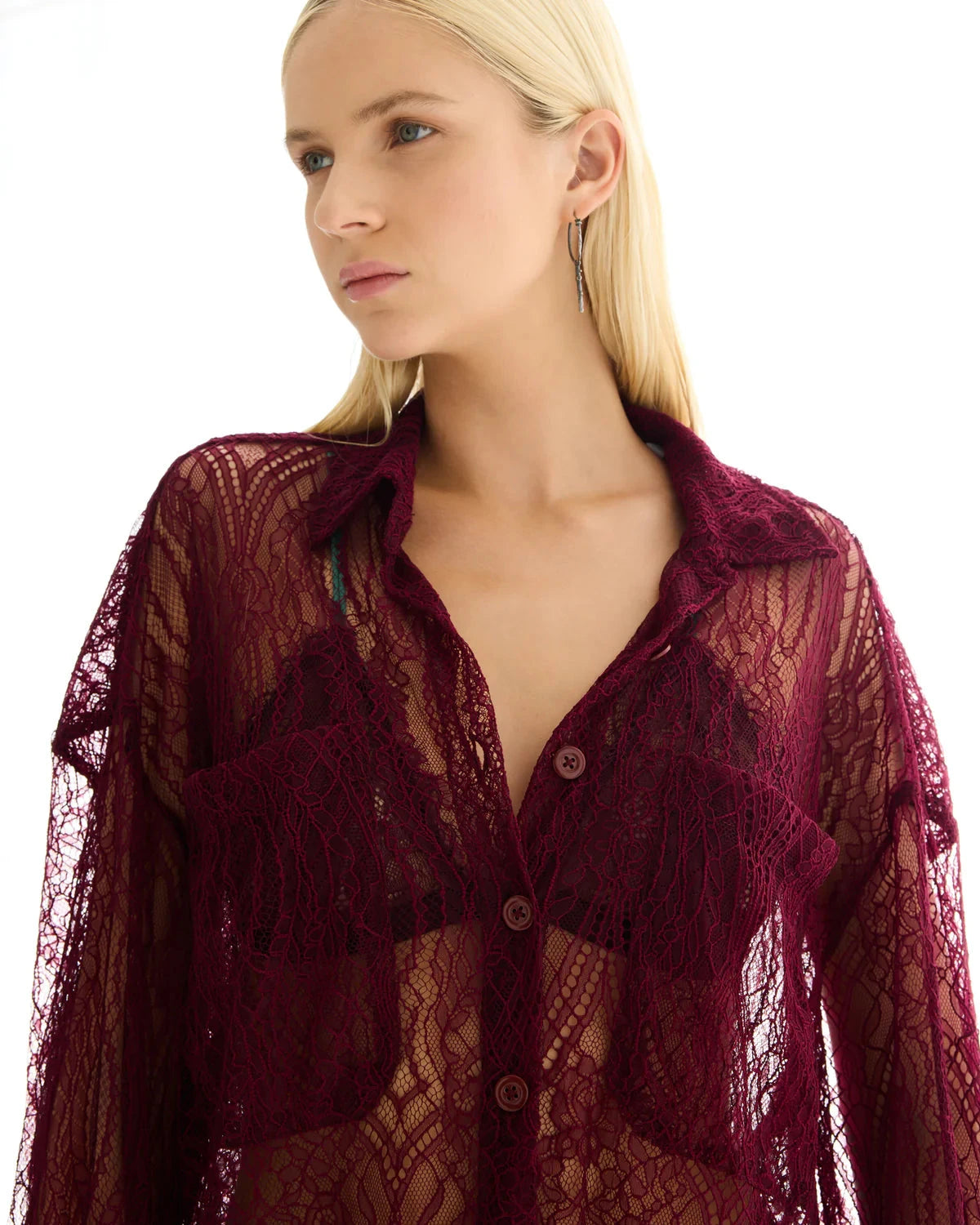 Chantilly Lace Shirt - Burgandy The Tales