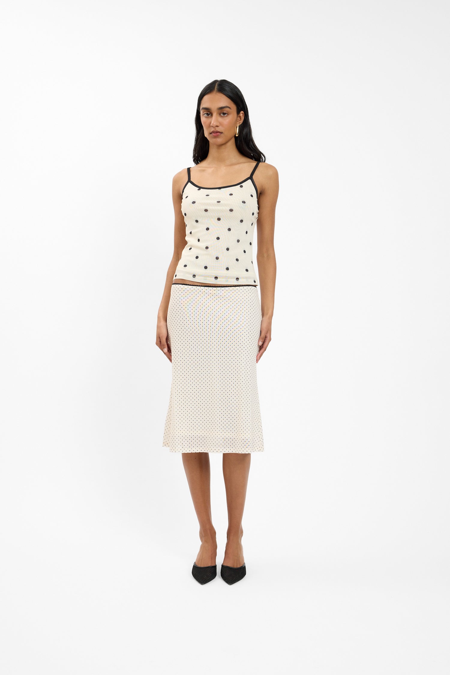 Polka Mesh Skirt With Harper Lu