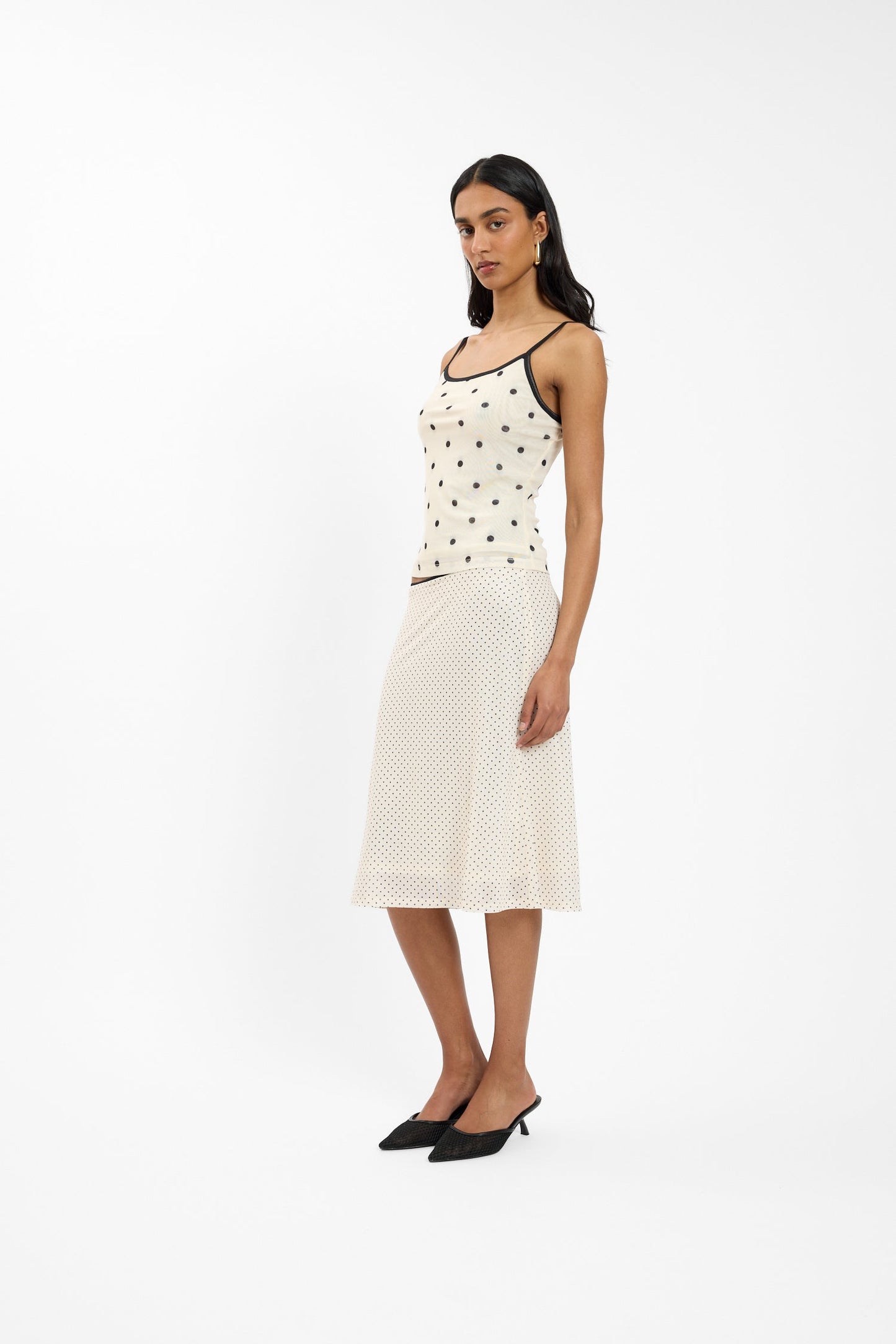 Polka Mesh Skirt With Harper Lu