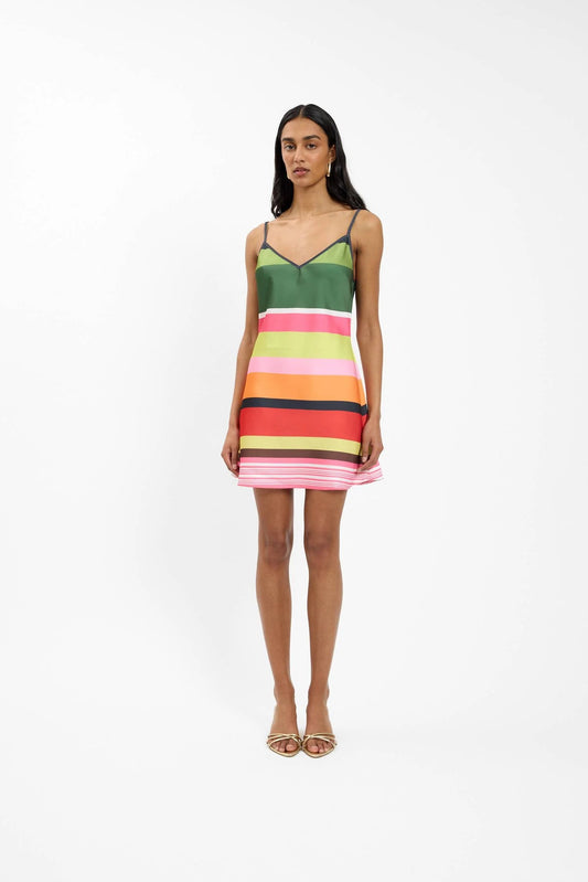 Bias Mini Dress - Emerald Stripe With Harper Lu