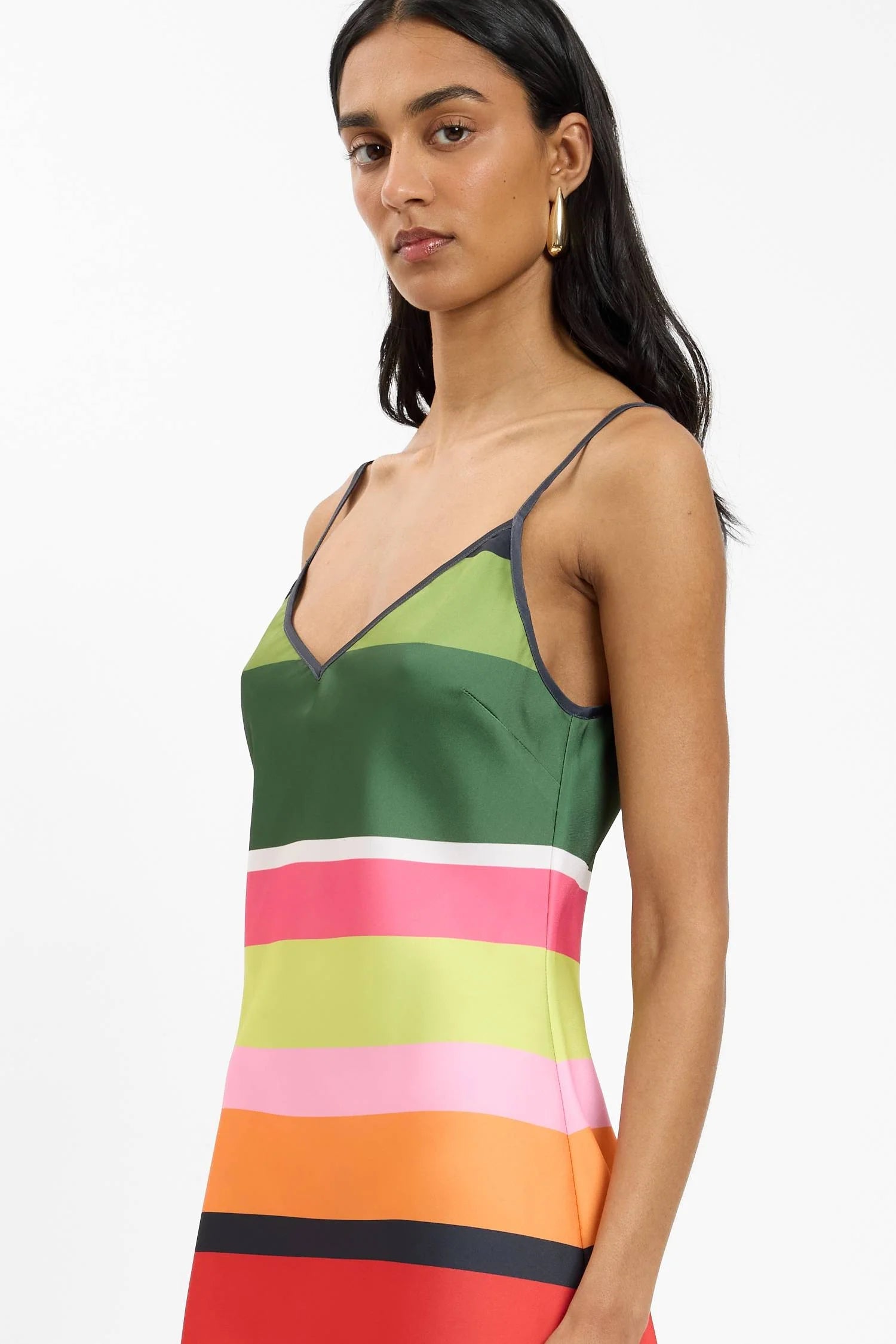 Bias Mini Dress - Emerald Stripe With Harper Lu