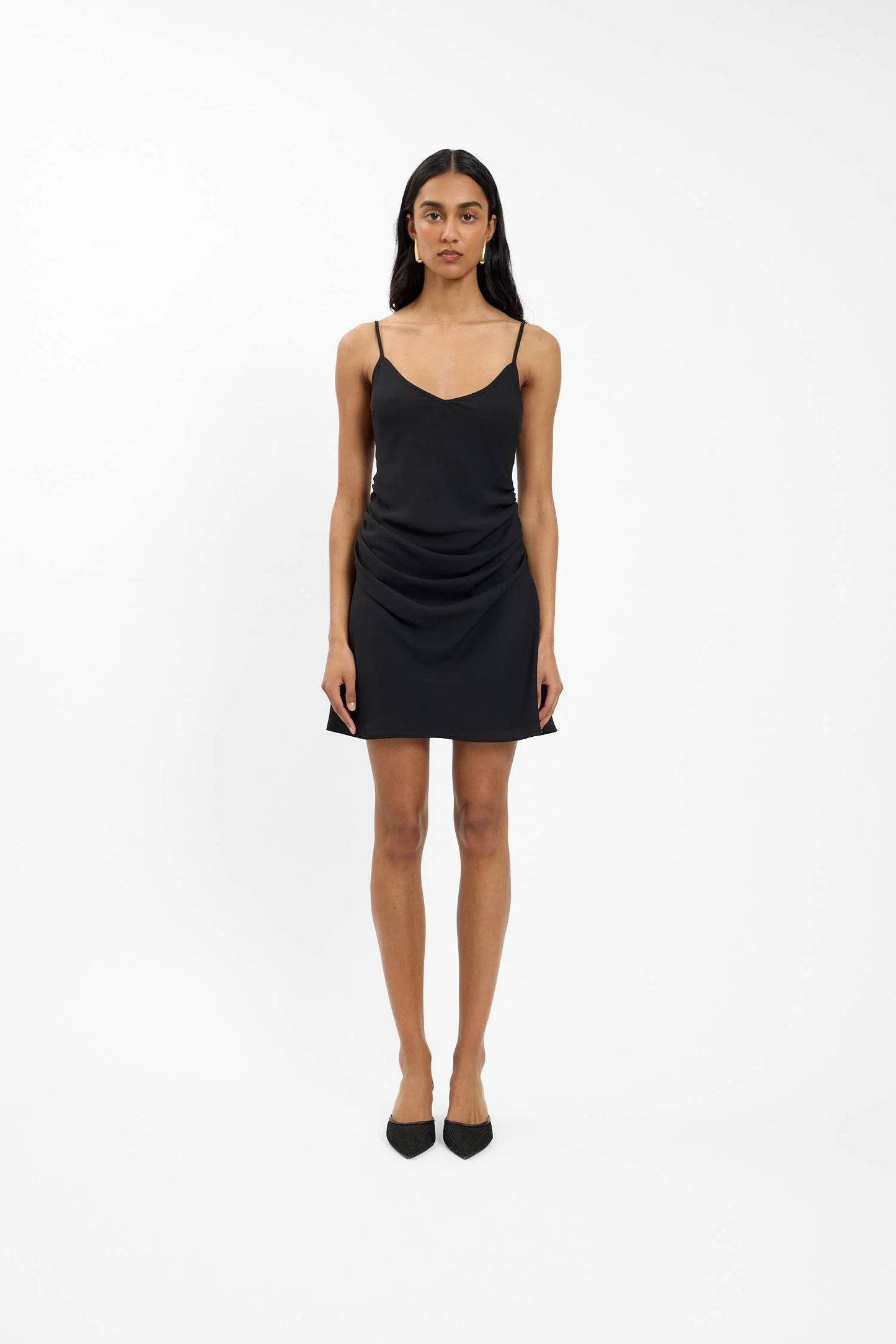 Georgette Draped Mini Dress - Black With Harper Lu
