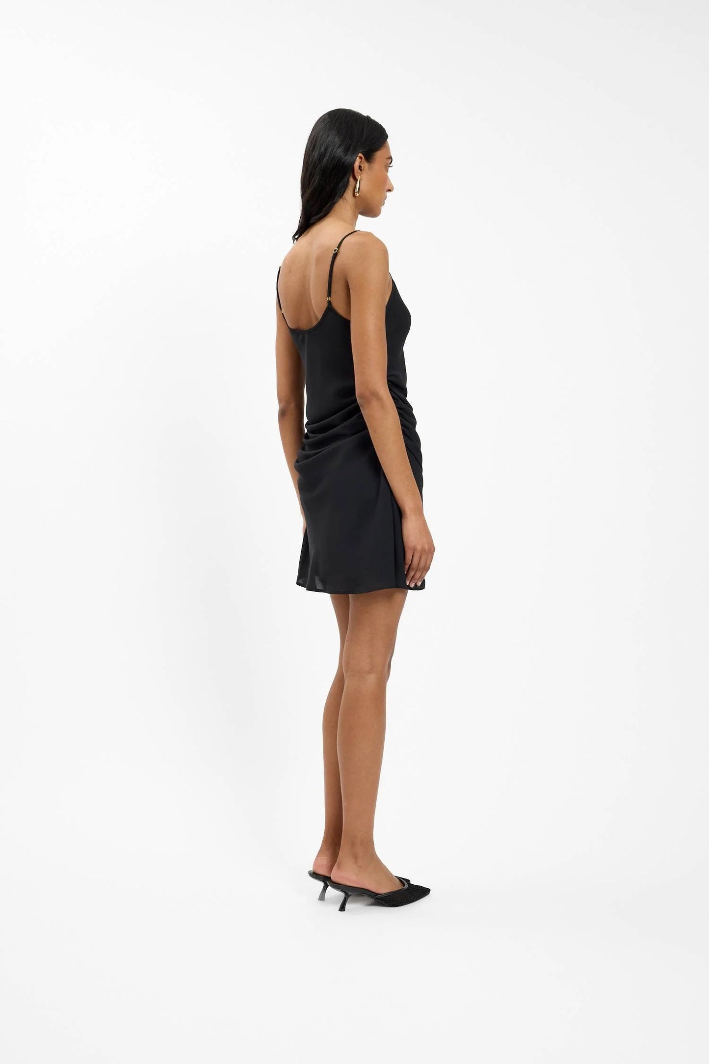 Georgette Draped Mini Dress - Black With Harper Lu
