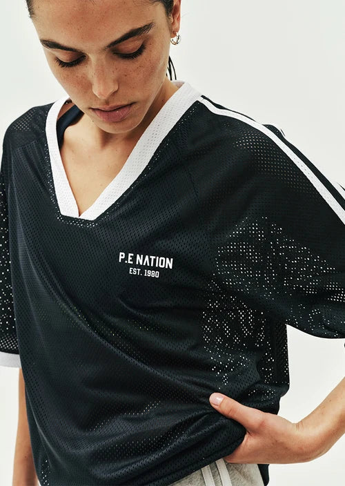Phantom Mesh Jersey Tee - Dark Navy and White P.E Nation