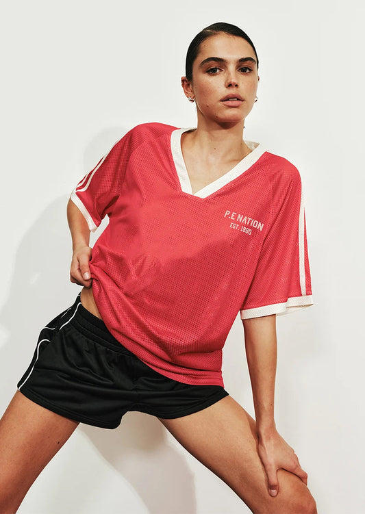 Phantom Mesh Jersey Tee - Strawberry and Whisper White P.E Nation