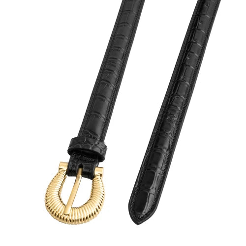 Matea Belt - Black Croc Sancia
