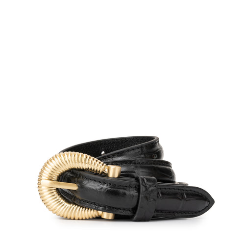 Matea Belt - Black Croc Sancia