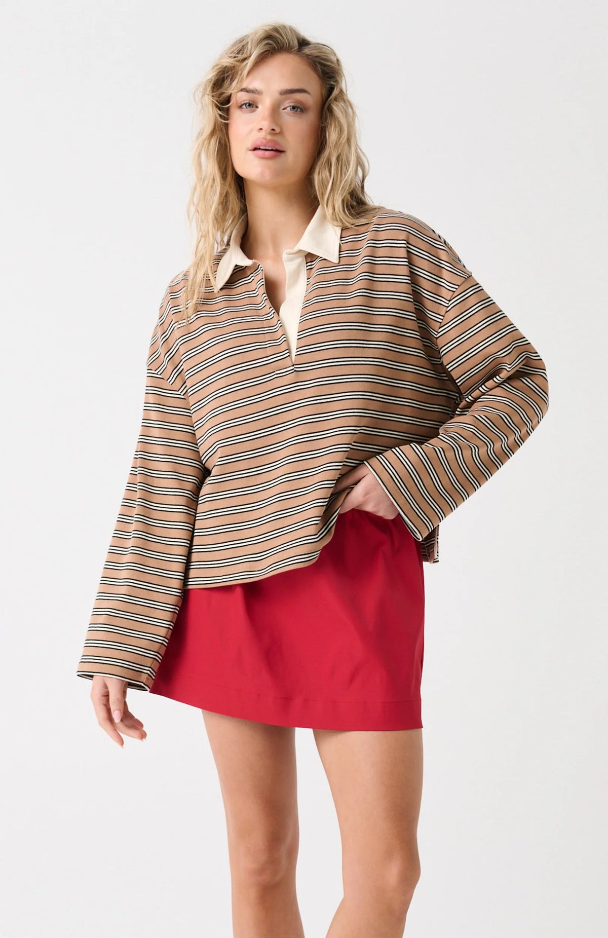 Alisa Rugby Tee - Toffee Stripe Cartel and Willow