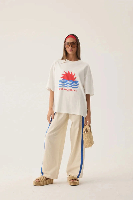 Tropiques Oversized Tee - Warm White Araminta James