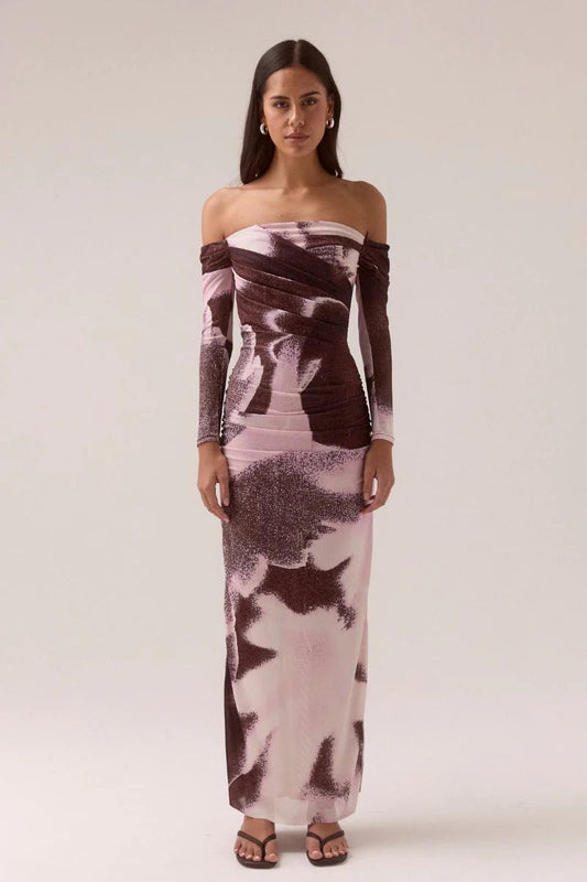 Afterlight Off Shoulder Dress - Raisin Sovere