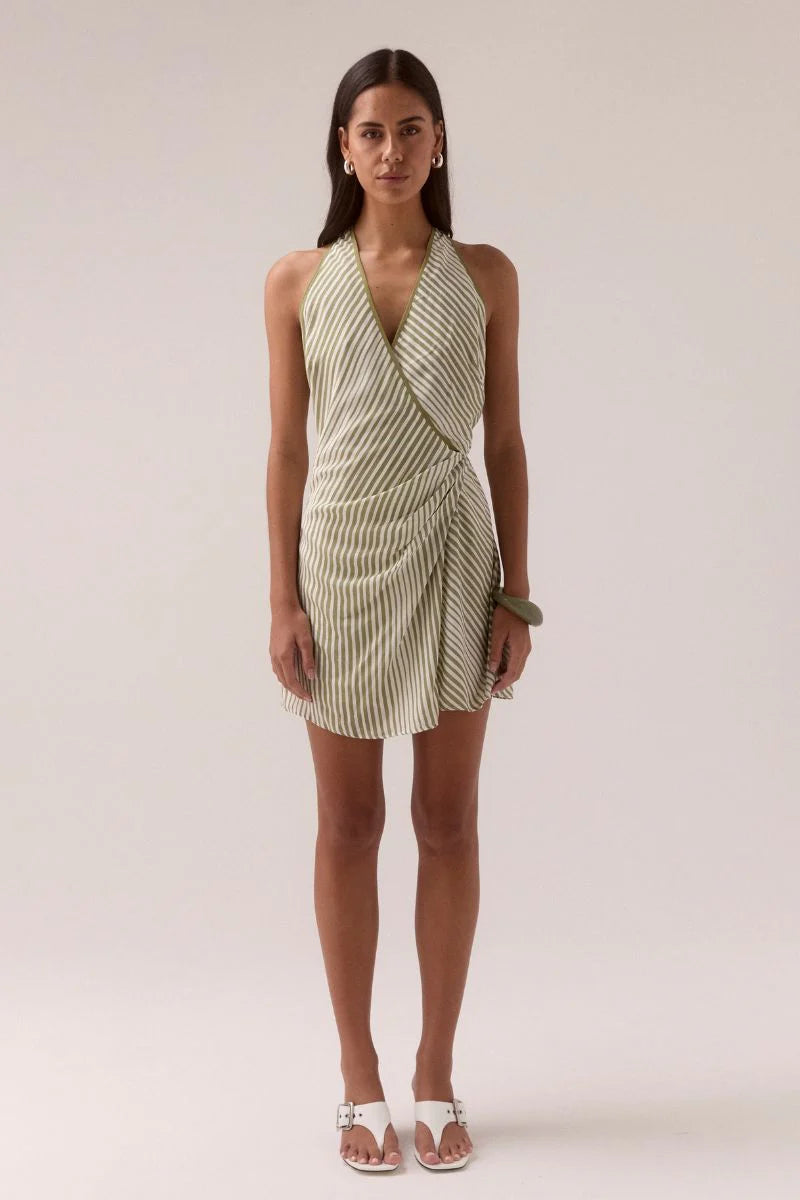 Vista Mini Dress - Olive Stripe Sovere