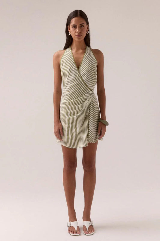 Vista Mini Dress - Olive Stripe Sovere