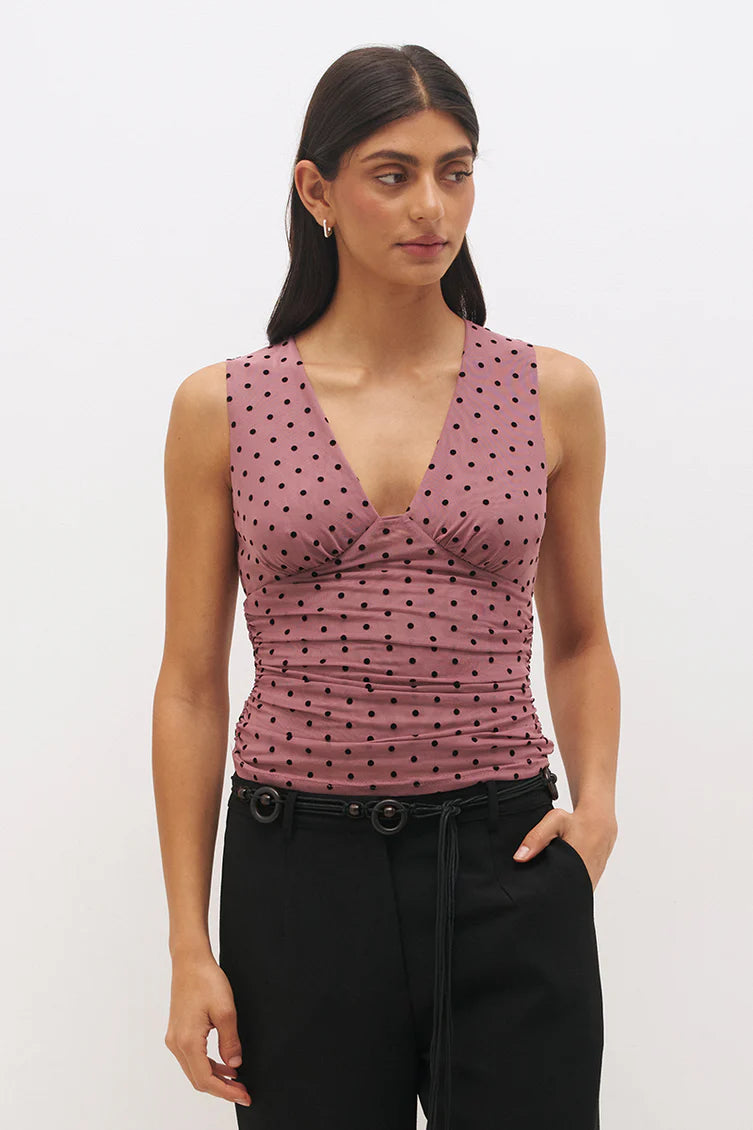 Sonta Spot Top - Rosewood and Black Mon Renn