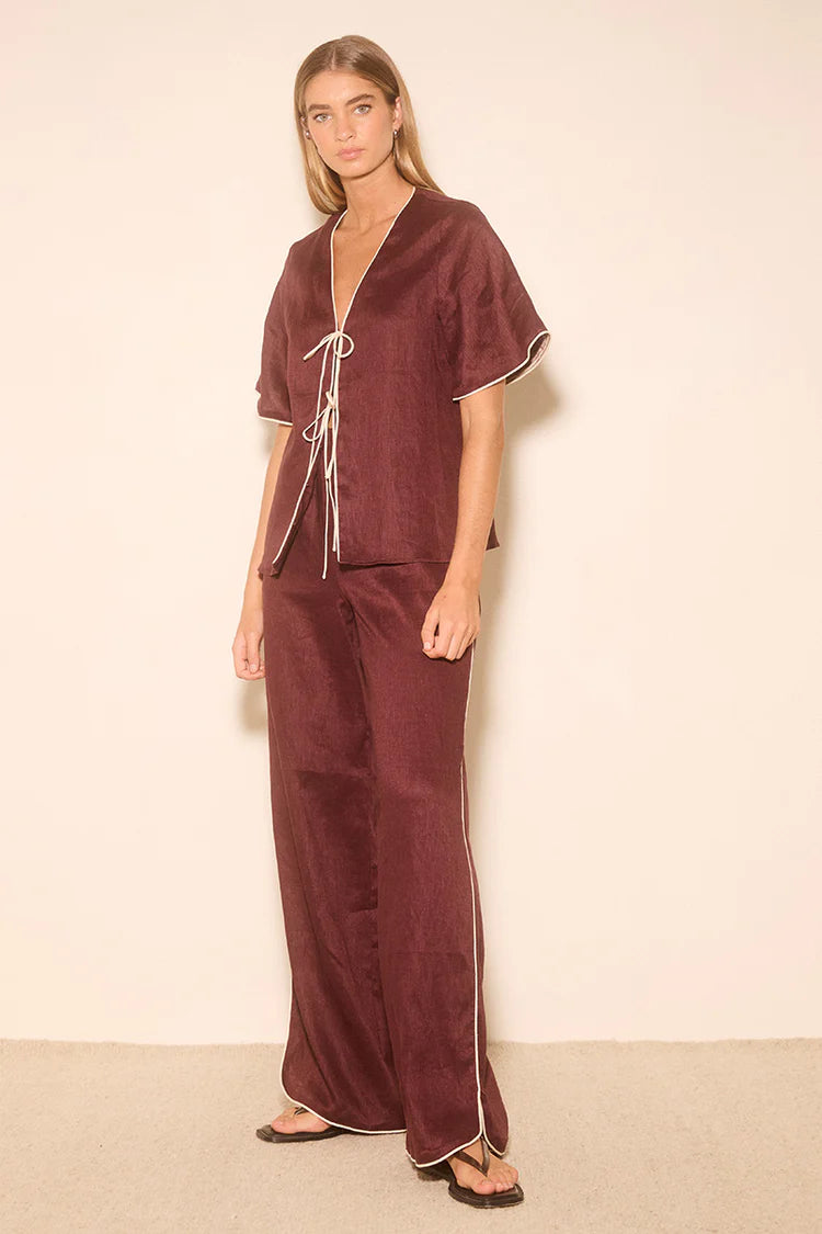 Aleria Top - Plum Contrast Bind Mon Renn