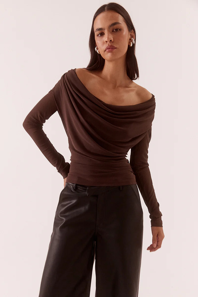 Myriad Drape Top - Rum Raisin Sovere