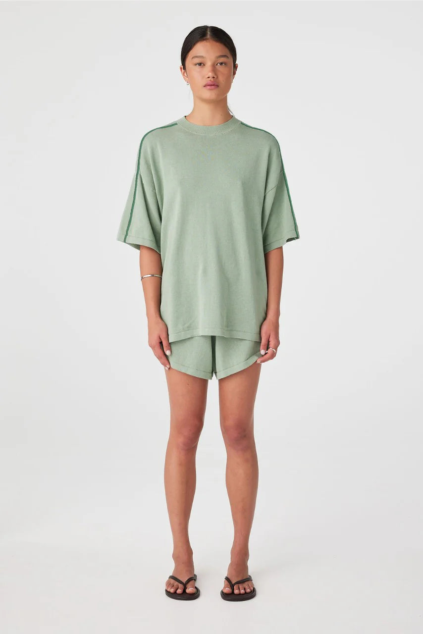 Pippa Drawcord Short - Eucalyptus and Sea Green