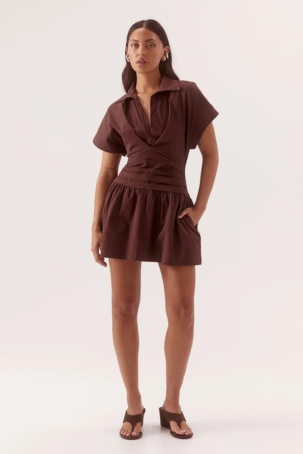 Lyra Mini Dress - Chocolate Sovere