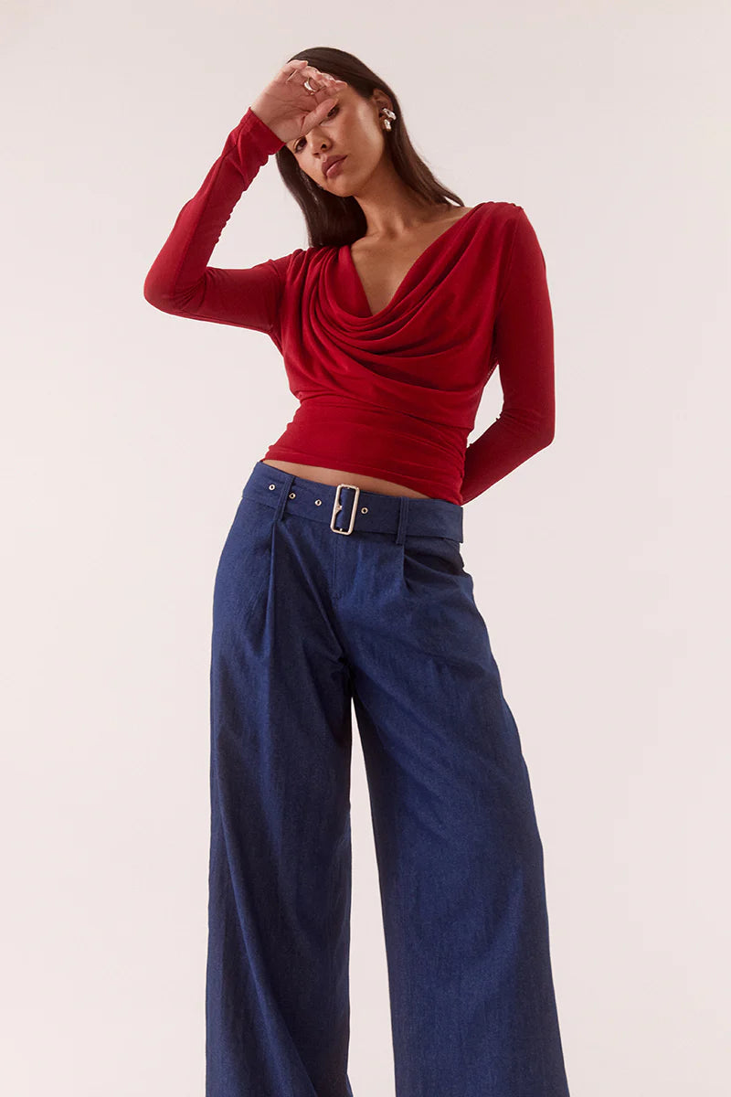 Myriad Drape Top - Cherry Sovere