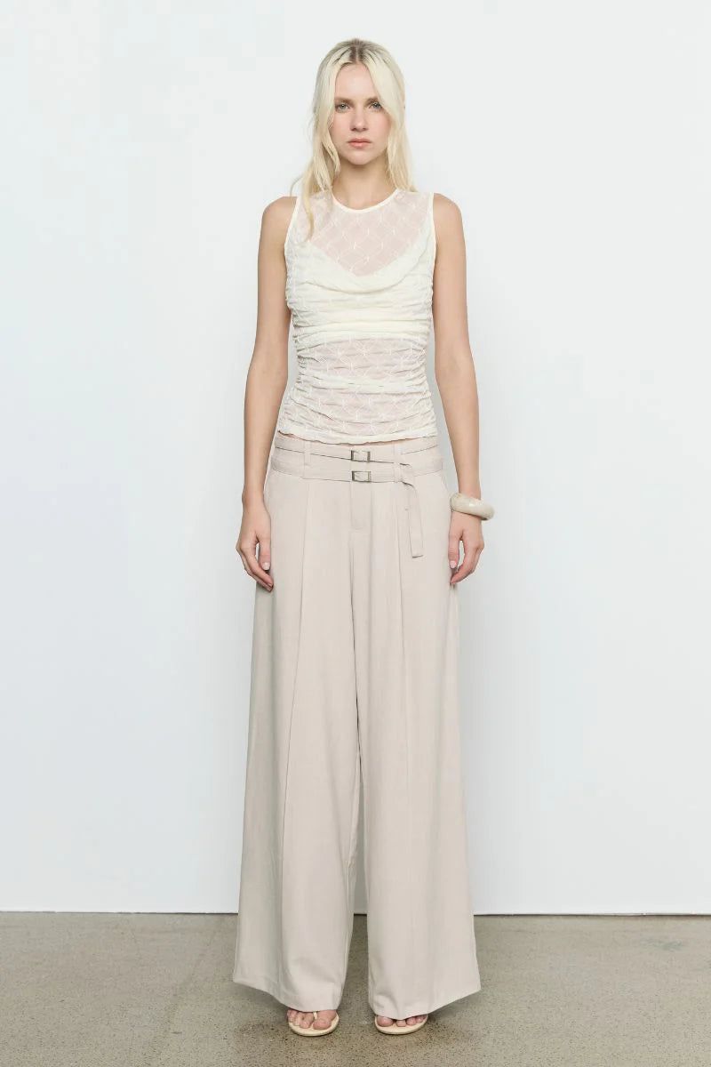 Venus Cowl Mesh Top - Cream Sovere