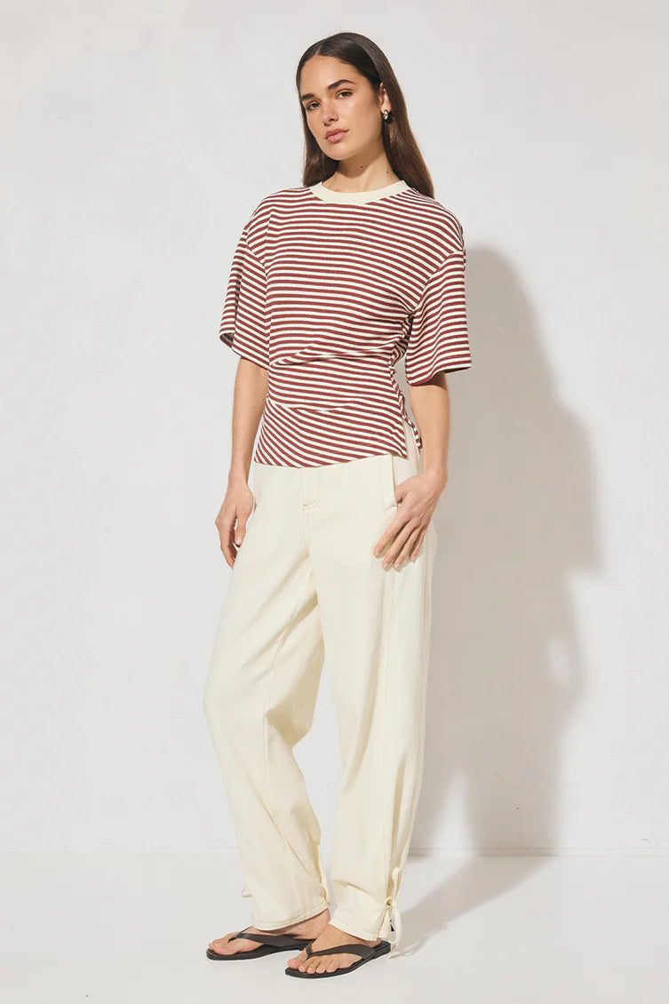 Aura Tee - Burgundy Cream Stripe Mon Renn
