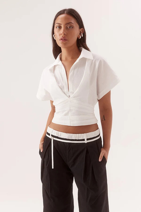 Lyra Crop Shirt - Chalk Sovere