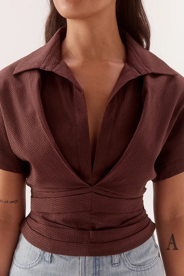 Lyra Crop Shirt - Chocolate Sovere
