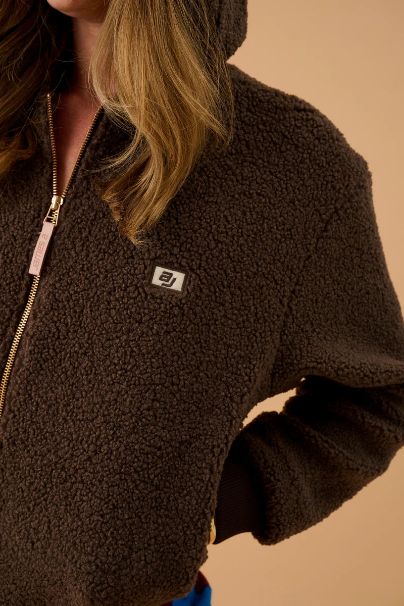 Sherpa Hooded Jacket - Dark Chocolate Araminta James
