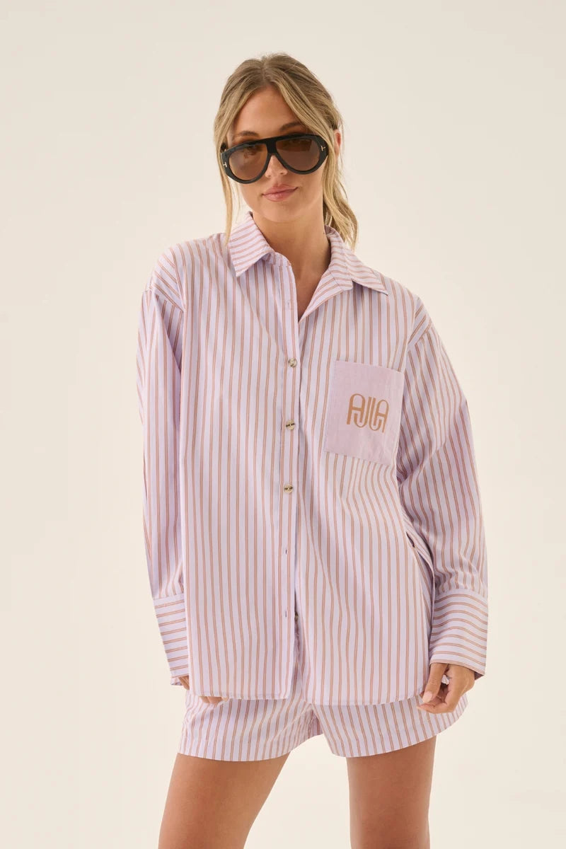 AJJA Shirt - Stripe Lavender Araminta James