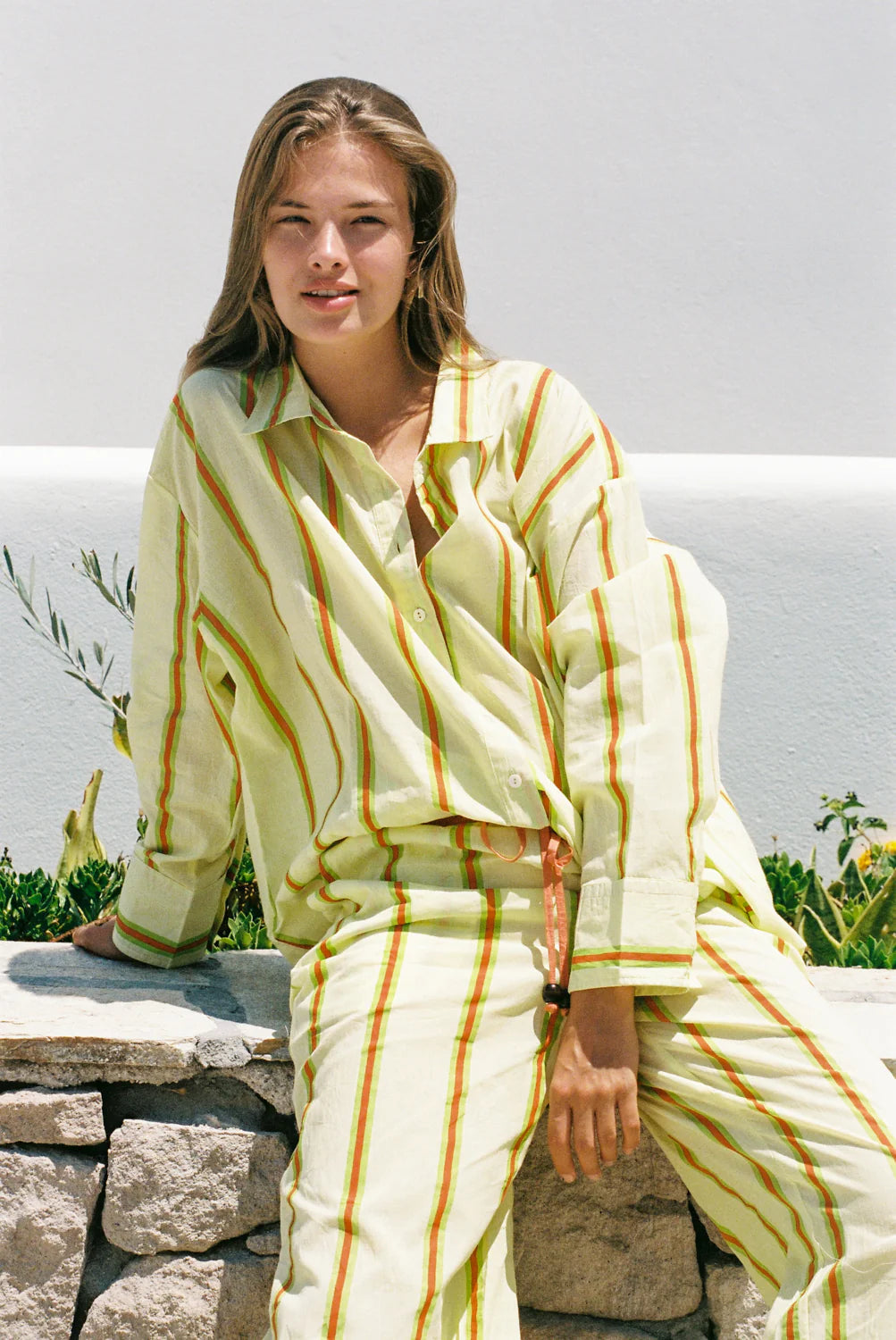 Sandy Stripe Vines Shirt - Yellow Ciao Ciao