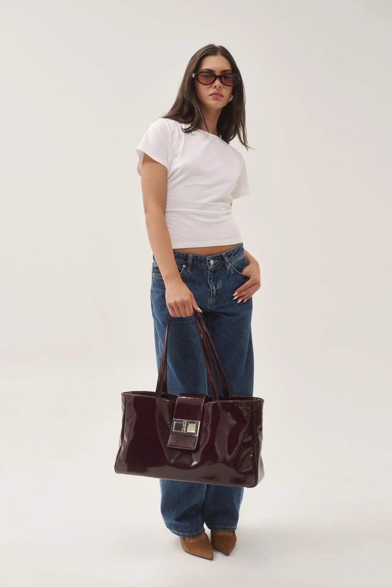 Margot Bag - Patent Burgundy Georgia Mae