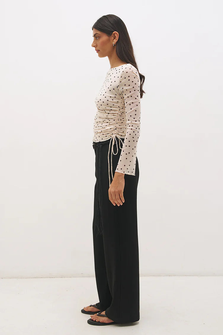 Vesper Spot Long Sleeve Top - Cream Base Polka Dot Mon Renn