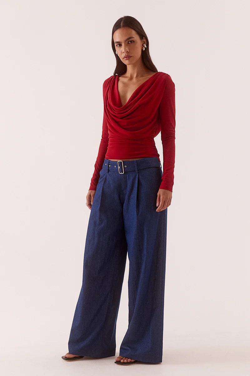 Myriad Drape Top - Cherry Sovere
