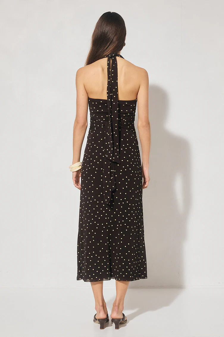 Halston Dress - Chocolate Polka Dot Mon Renn
