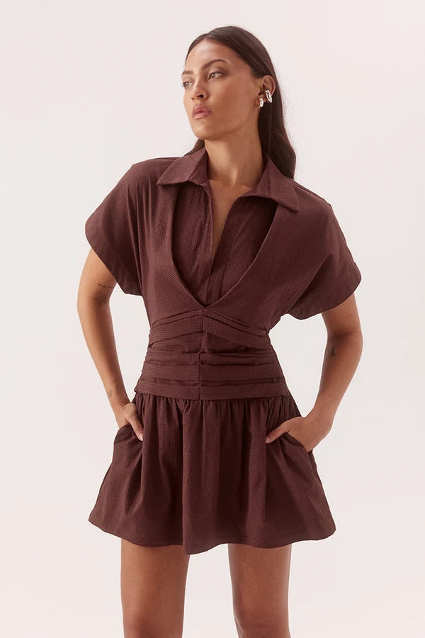 Lyra Mini Dress - Chocolate Sovere