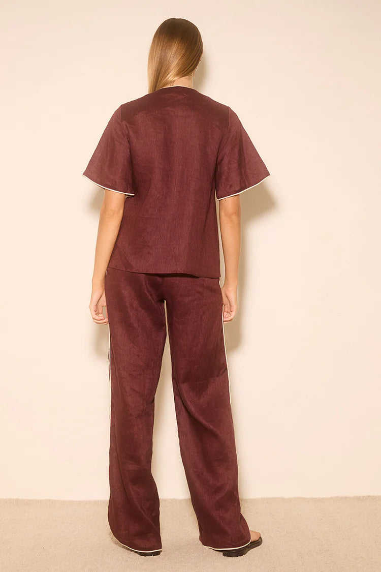 Aleria Top - Plum Contrast Bind Mon Renn