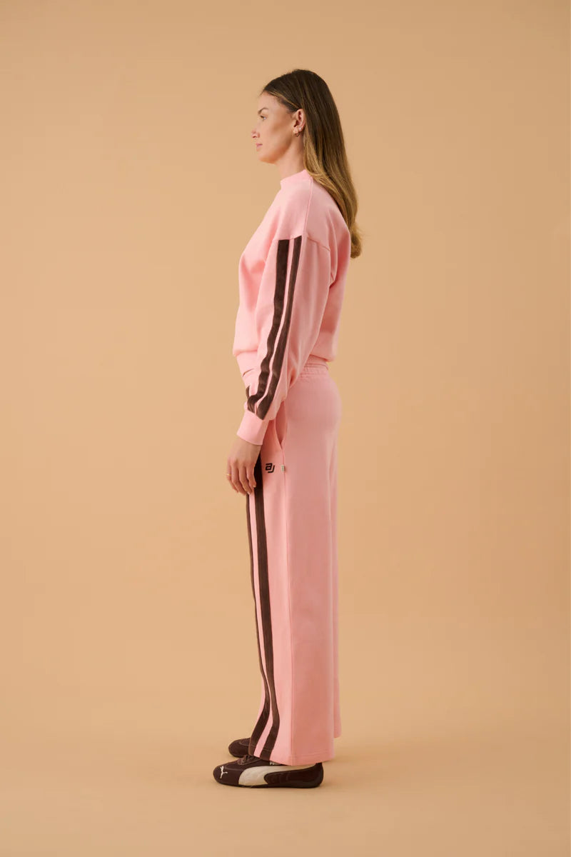 AJ Logo Stripe Trackpant - Rose Quartz Araminta James